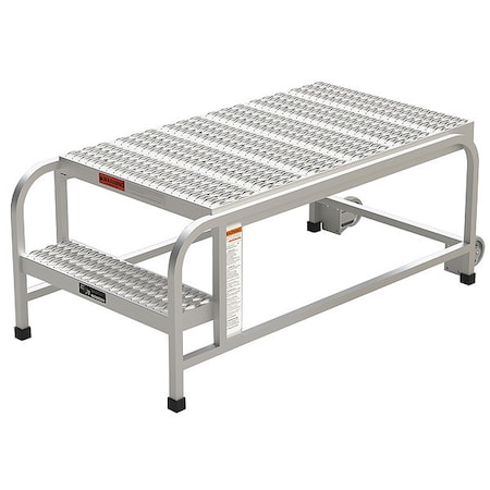 Aluminum Mobile Work Platform, 2 Steps, No Handrails, 42