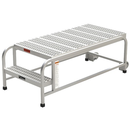 Aluminum Mobile Work Platform, 2 Steps, No Handrails, 48