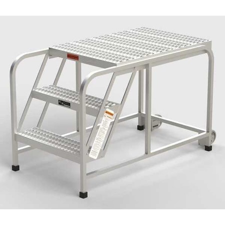 Aluminum Mobile Work Platform, 3 Steps, No Handrails, 36