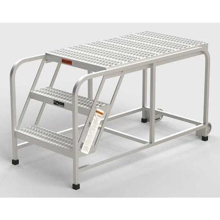 Aluminum Mobile Work Platform, 3 Steps, No Handrails, 42