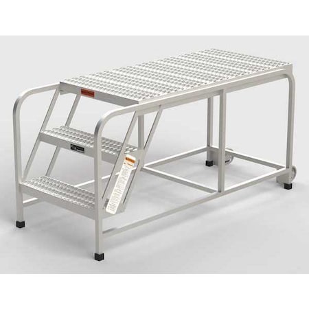Aluminum Mobile Work Platform, 3 Steps, No Handrails, 48