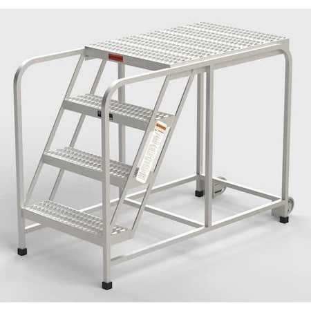 Aluminum Mobile Work Platform, 4 Steps, No Handrails, 36