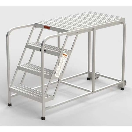 Aluminum Mobile Work Platform, 4 Steps, No Handrails, 42
