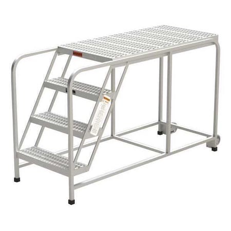 Aluminum Mobile Work Platform, 4 Steps, No Handrails, 48