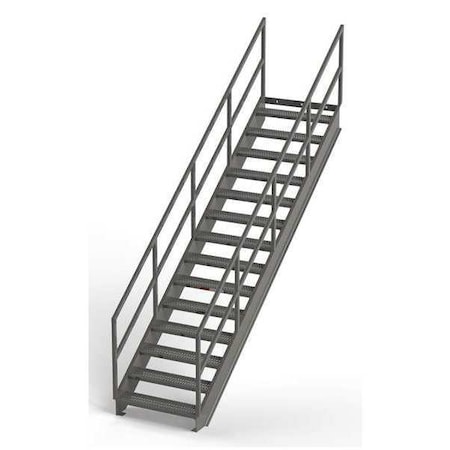 Stair Unit, 141 in Overall H, 14 Steps, Carbon Steel, 1, 000 lb Load Capacity, Serrated Tread MPN:IS105-36