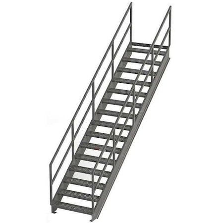 Stair Unit, 148 in Overall H, 15 Steps, Carbon Steel, 1, 000 lb Load Capacity, Serrated Tread MPN:IS112-36