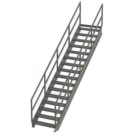 Stair Unit, 155 in Overall H, 16 Steps, Carbon Steel, 500 lb Load Capacity, Serrated Tread MPN:IS119-36