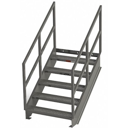 Stair Unit, 78 in Overall H, 5 Steps, Carbon Steel, 1, 000 lb Load Capacity, Serrated Tread MPN:IS42-36