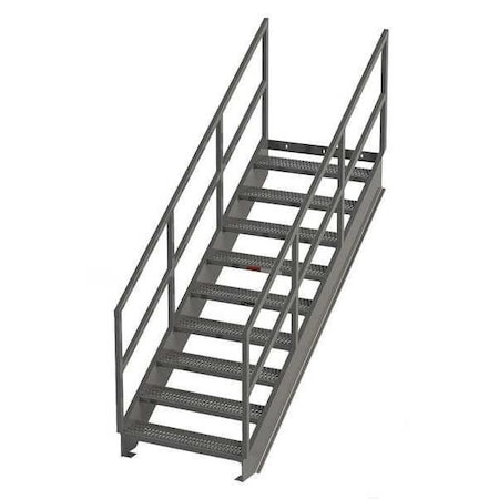 Stair Unit, 106 in Overall H, 9 Steps, Carbon Steel, 1, 000 lb Load Capacity, Serrated Tread MPN:IS70-36