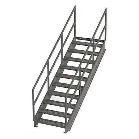 Stair Unit, 113 in Overall H, 10 Steps, Carbon Steel, 1, 000 lb Load Capacity, Serrated Tread MPN:IS77-36