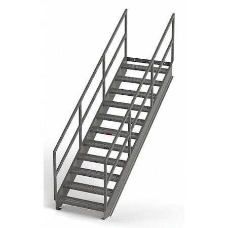 Stair Unit, 120 in Overall H, 11 Steps, Carbon Steel, 1, 000 lb Load Capacity, Serrated Tread MPN:IS84-36
