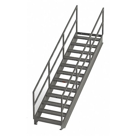 Stair Unit, 127 in Overall H, 12 Steps, Carbon Steel, 1, 000 lb Load Capacity, Serrated Tread MPN:IS91-36