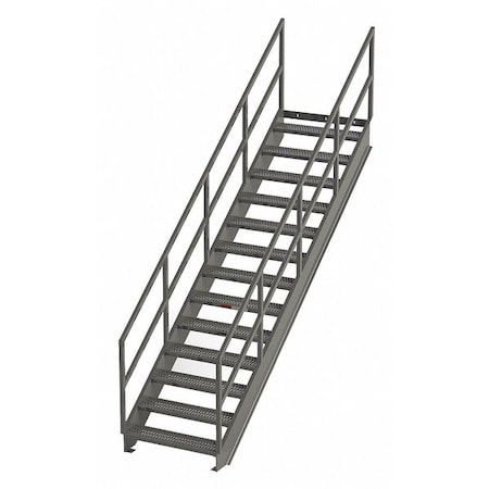 Stair Unit, 134 in Overall H, 13 Steps, Carbon Steel, 1, 000 lb Load Capacity, Serrated Tread MPN:IS98-36