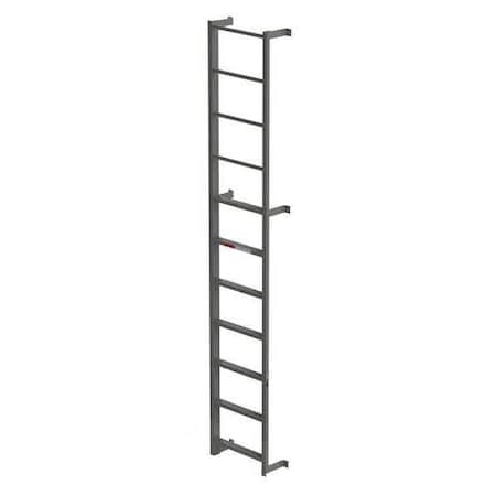 11 ft Overall H, Fixed Ladder, Steel, 7 Steps, Side Step Exit, Gray Finish, 300 lb Load Capacity MPN:MDS07