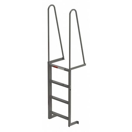 7 ft Overall H, Fixed Ladder, Steel, 4 Steps, Forward Exit, Gray Finish, 300 lb Load Capacity MPN:MDT04
