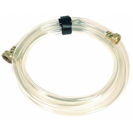 1/2 in ID x 25 ft L Water Hose, PVC Tube, Clear, Brass x Brass Fitting MPN:1792