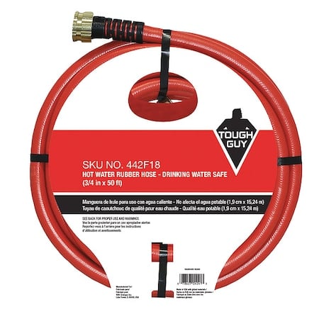 3/4 in ID x 50 ft L Water Hose, Rubber Tube, Red, Aluminum x Aluminum Fitting MPN:442F18