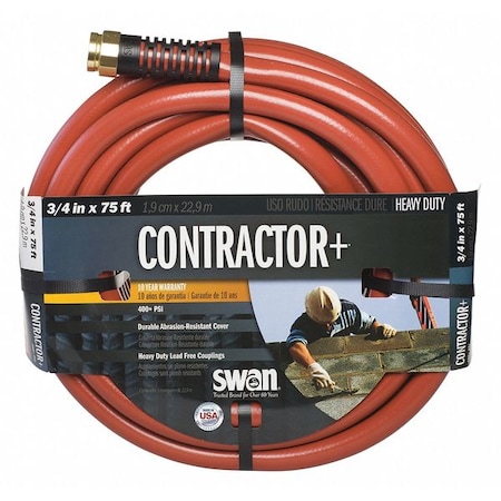 3/4 in ID x 75 ft L Water Hose, Red, Aluminum x Aluminum Fitting MPN:CSNCG34075