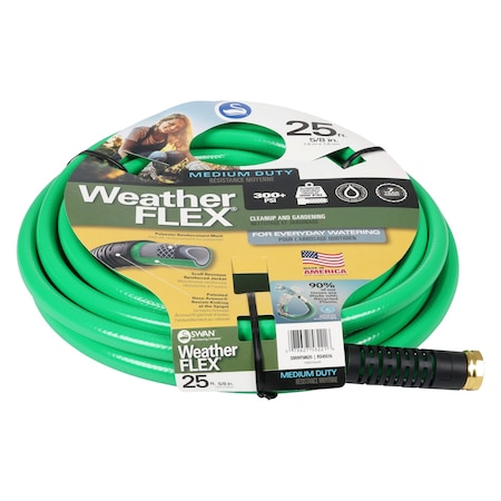 5/8 in ID x 25 ft L Weatherflex Medium Duty Garden Hose, PVC Tube, Green MPN:CSNWF58025