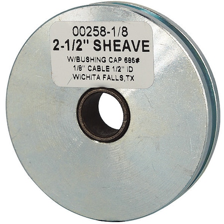 Sheave, Wire Rope, 1/8 in Max Cable Size, 685 lb Max Load, Zinc Plated MPN:00258-1/8-C