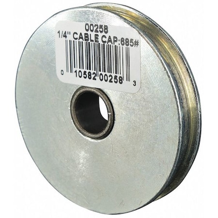 Sheave, Wire Rope, 1/4 in Max Cable Size, 685 lb Max Load, Zinc Plated MPN:00258-C