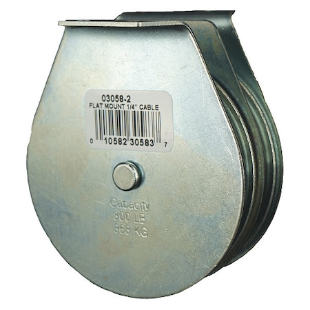 Pulley Block, Wire Rope, 1/4 in Max Cable Size, 800 lb Max Load, Zinc Plated MPN:03058-2-C
