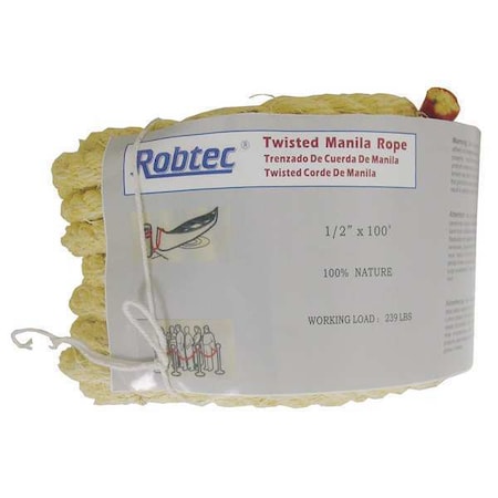 Rope, Manila, Twisted, 3/8 In. dia., 600ft L MPN:12U282