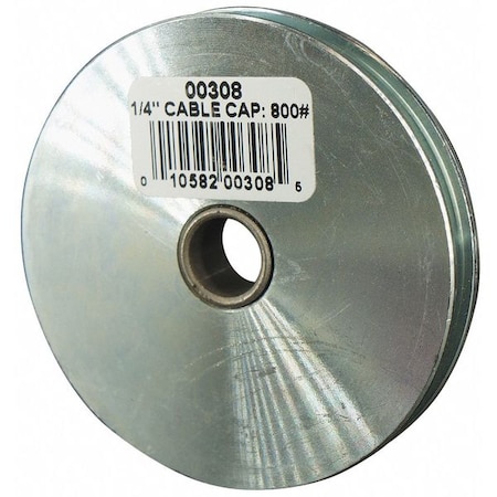 Sheave, Wire Rope, 1/4 in Max Cable Size, 800 lb Max Load, Zinc Plated MPN:4JX62
