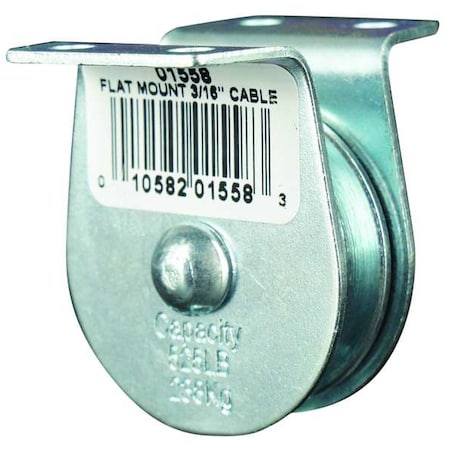 Pulley Block, Wire Rope, 3/16 in Max Cable Size, 525 lb Max Load, Zinc Plated MPN:4JX65