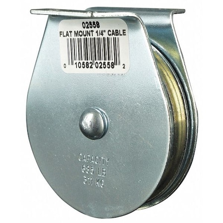 Pulley Block, Wire Rope, 1/4 in Max Cable Size, 685 lb Max Load, Zinc Plated MPN:4JX73