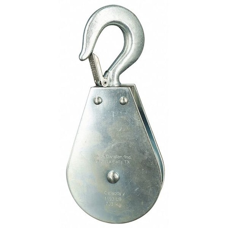 Pulley Block, Wire Rope, 5/16 in Max Cable Size, 1, 550 lb Max Load, Zinc Plated MPN:4JX83