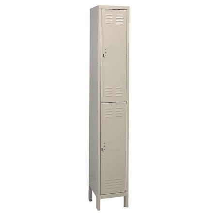 Wardrobe Locker, 12 in W, 12 in D, 78 in H, (1) Wide, (2) Tier, Tan MPN:4VFD8