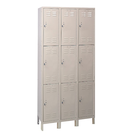 Wardrobe Locker, 36 in W, 15 in D, 78 in H, (3) Tier, (3) Wide, Tan MPN:4VFE8
