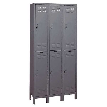 Wardrobe Locker, 36 in W, 18 in D, 78 in H, (2) Tier, (3) Wide, Dark Gray MPN:4VFG4