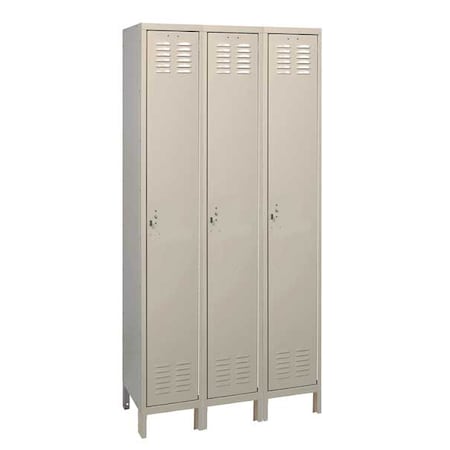 Wardrobe Locker, 36 in W, 15 in D, 78 in H, (1) Tier, (3) Wide, Tan MPN:4VFH5