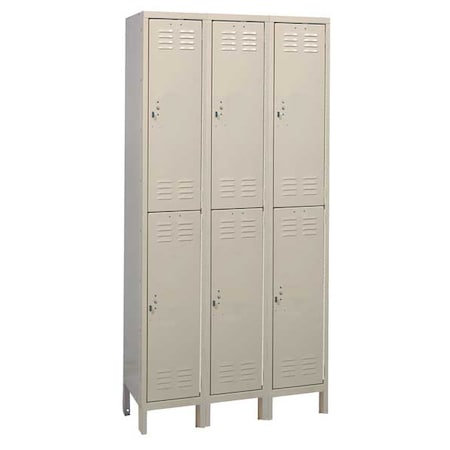 Wardrobe Locker, 36 in W, 12 in D, 78 in H, (2) Tier, (3) Wide, Tan MPN:4VFH9