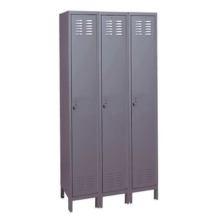 Wardrobe Locker, 36 in W, 15 in D, 78 in H, (1) Tier, (3) Wide, Dark Gray MPN:4VFK5