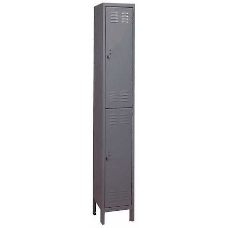Wardrobe Locker, 12 in W, 15 in D, 78 in H, (1) Wide, (2) Tier, Dark Gray MPN:4VFL1