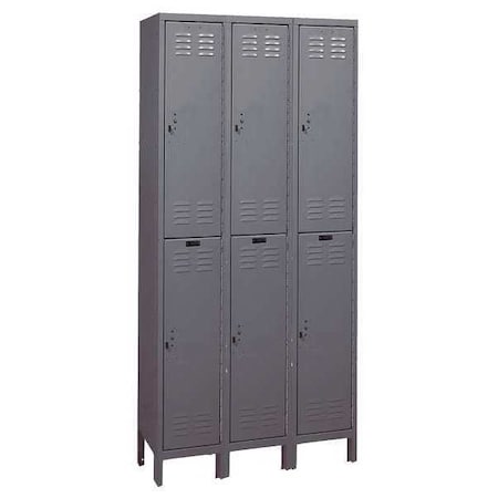 Wardrobe Locker, 36 in W, 15 in D, 78 in H, (2) Tier, (3) Wide, Dark Gray MPN:4VFL2