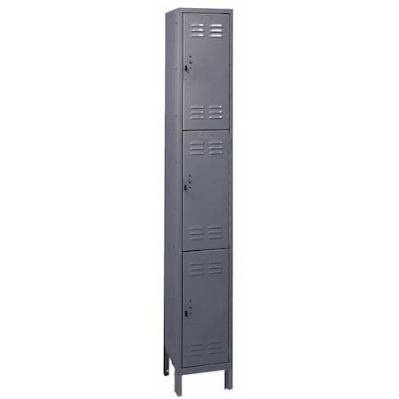 Wardrobe Locker, 12 in W, 18 in D, 78 in H, (1) Wide, (3) Tier, Dark Gray MPN:4VFL9