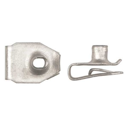 Spring Nut, #8, U Shape, Steel, Zinc Plated Finish, 25 PK MPN:10795PK