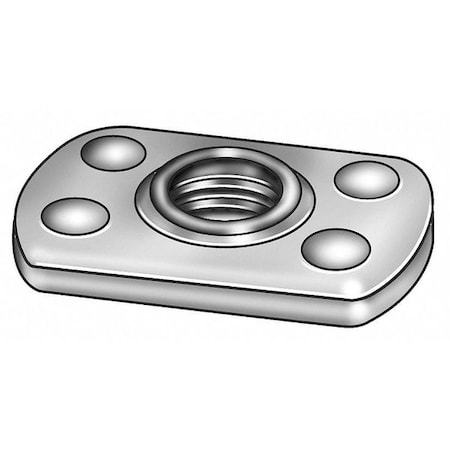 Tab Weld Nut, #10-32, Steel, 7/16 in Wd, 5/8 in Lg, 1/32 in Ht, 50 PK MPN:1LAJ8
