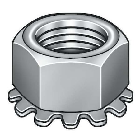 External Tooth Lock Washer Lock Nut, 3/8