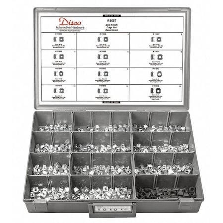 Cage Nut Asrt, Zinc Plated, Metal, 505PK MPN:8667