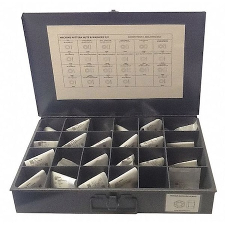 Nut/Washer Assort, Hex, 575pcs, Zinc Plated MPN:JBDL24HNLWLN