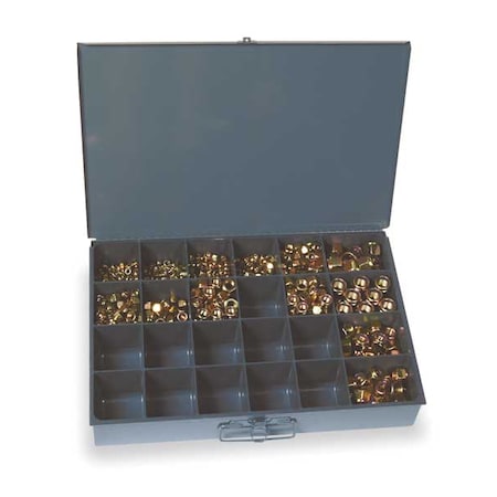 Grade 8 Yellow Zinc Finish Steel Nylon Insert Hex Locknut Assortment, 890 pc. MPN:WWG14G8NYLGR
