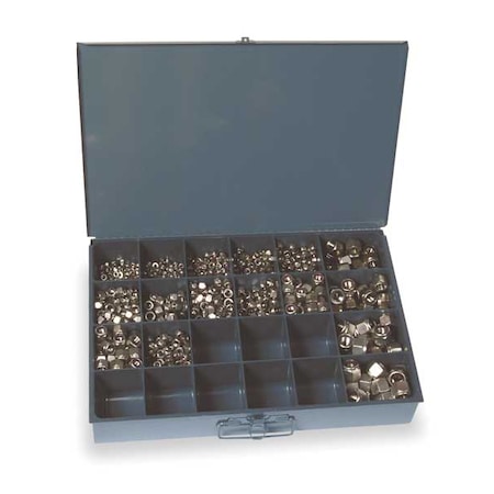 Plain Finish 18-8 Stainless Steel Nylon Insert Hex Lock Nut Assortment, 1090 pc. MPN:WWG16SSNYLGR