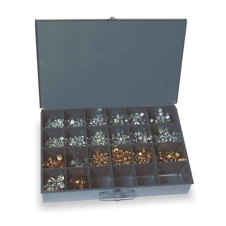 Grade 2/5 & 8 Zinc Plated Finish Steel Serrated & Nylon Insert Flange Hex Lock Nut Assortment, 1255 pc. MPN:WWG20FLGLNGR