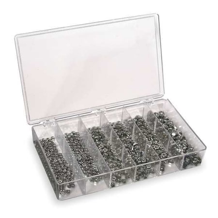 Zinc Plated Finish Steel Keps w/ External Tooth Washer Hex Lock Nut Assortment, 600 pc. MPN:WWG6KEPSZPGR