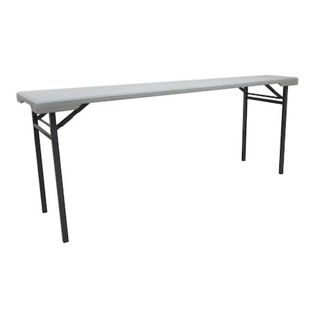 Rectangle Folding Table, 20 in W, 71 in L, 29 in H, Blow Molded Polyethylene Top, White MPN:12F614